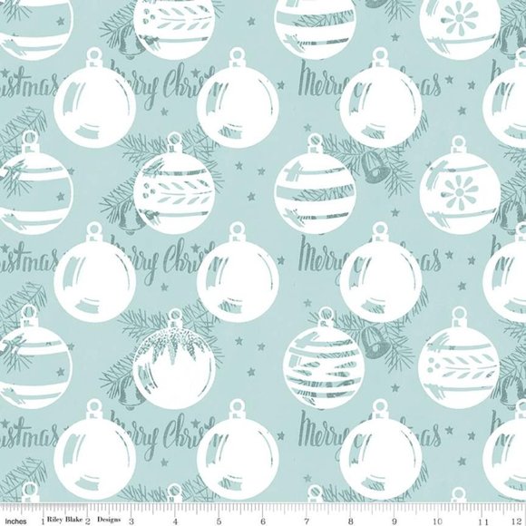 All About Christmas Ornaments, Main Blue, by J Wecker Frisch for Riley Blake - Picture 1 of 1